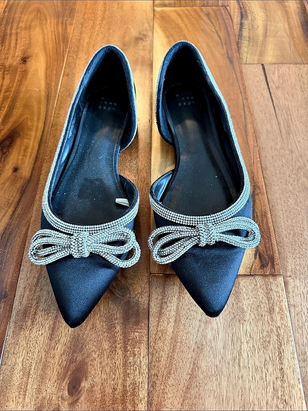 A New Day Juliette Bow Ballet Flats Black & Silver